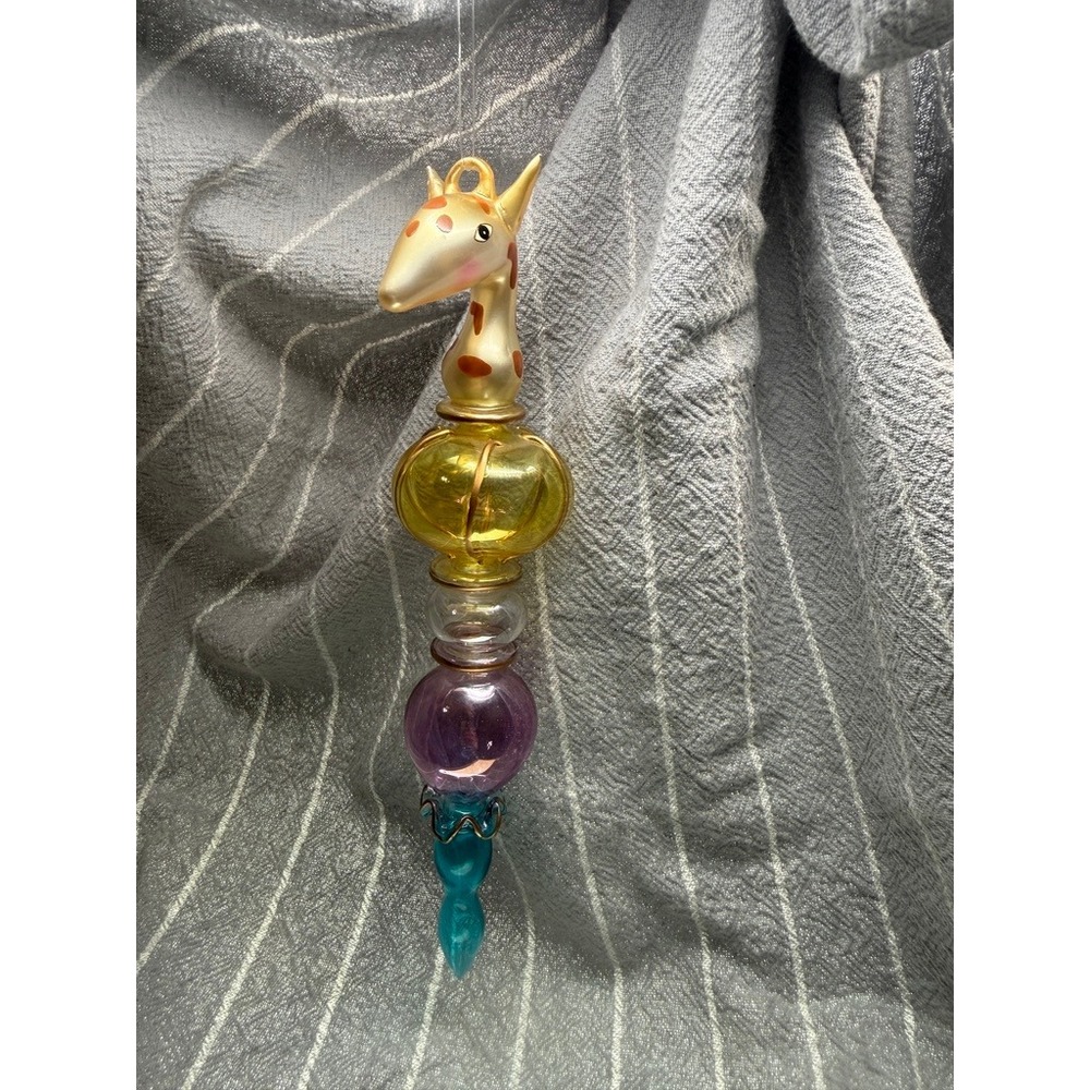 Hand Blown Glass Giraffe Ornament Multi Color Stacked Animal Suncatcher Decor